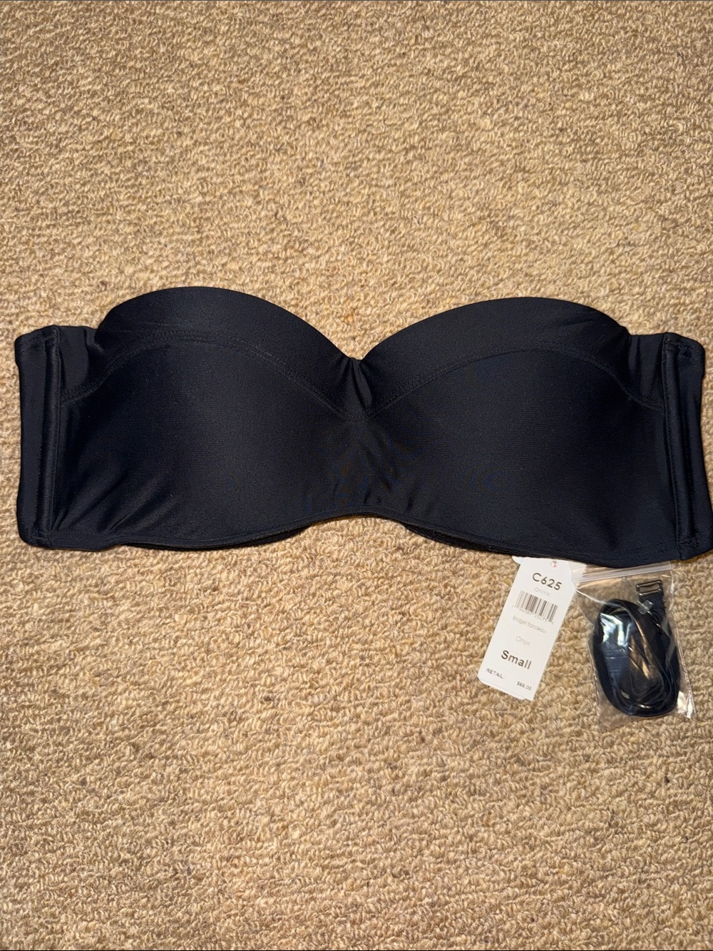 NEW Strapless Bandeau Bikini Top - Black S